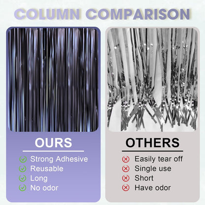 3 Pack 3.3 x 8.2 ft Matte Blue Foil Fringe Curtains, Dark Blue Tinsel Streamers Batman Party Decorations, Fringe Backdrop, Door Shimmer for Graduation, Birthday Backdrop for Men or Boy