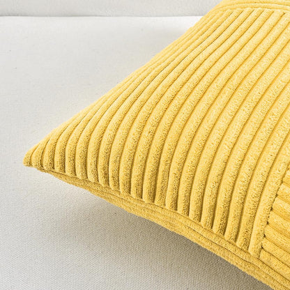 Fancy Homi 2 Packs Yellow Lumbar Decorative Throw Pillow Covers 12x20 Inch for Living Room Couch Bed Sofa, Farmhouse Boho Home Decor, Soft Striped Corduroy Rectangle Accent Cushion Case 30x50 cm