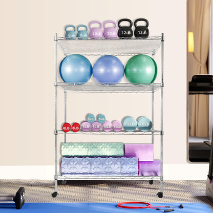 Whitmor 4 Tier Storage Shelves, Heavy Duty with Wheels, Adjustable Steel Organizer Wire Rack, 400