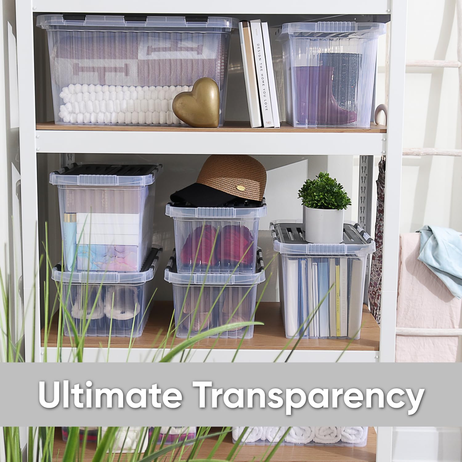 Superio Storage Bins with Lids, Clear Plastic Containers for Organizing, Stackable Totes, BPA Free