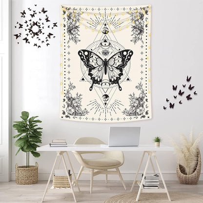 Lunerfex Boho Butterfly Tapestry Small Tapestry Tarot Tapestries Moon Phase Aesthetic Tapestries Wall Hanging for Bedroom and Living Room Decor Butterfly 70×90 Inches