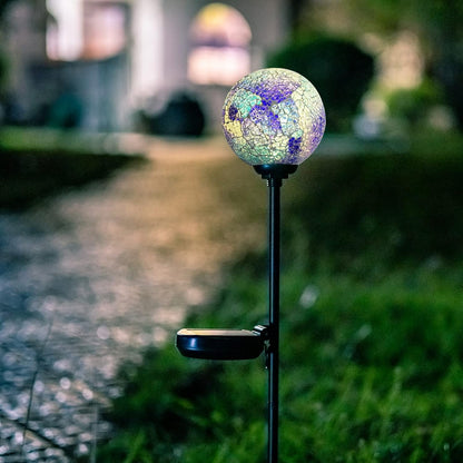 Afirst Solar Lights Outdoor Decorative Mosaic Gazing Ball Garden Stakes Decorative Lights Waterproof Glass Ball LED Pathway Stake Light for Pathway Yard Lawn Decoration Blue