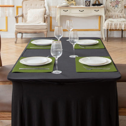 Cloth Placemats Set of 8, Linen Type Fabric Placemats Machine Washable Heat Resistant Placemats Wrinkle Free Thick Polyester Kitchen Place Mats for Dining Table (Green)
