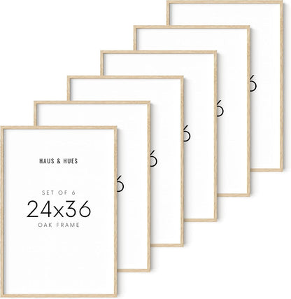 Haus and Hues 24"x36" Beige Oak Wood Frames Set of 6 - 24x36 Natural Wood Frames for Posters, 24x36 Frame Wood, 24x36 Poster Frames for Wall, 24x36 Frame Light Wood, Picture Frames 24x36 Picture Frame 24x36 Wood Frame 24x36 (Beige Oak)