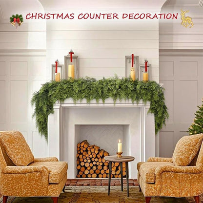 6 Ft Artificial Cedar Garlands – Real Touch Winter Greenery, Realistic Artificial Cedar Tree Christmas Pine Garland Decorations for Table Mantle Wall Indoor Fireplace Holiday Party (5ft, 1)