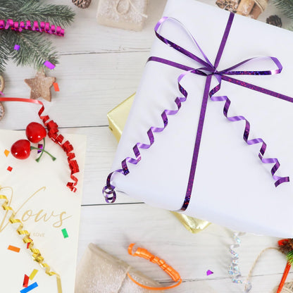 BEISHIDA 500 Yards Purple Crimped Curling Ribbon Shiny Metallic Balloon String Roll Gift Wrapping Ribbon for Halloween Birthday Party Decorations