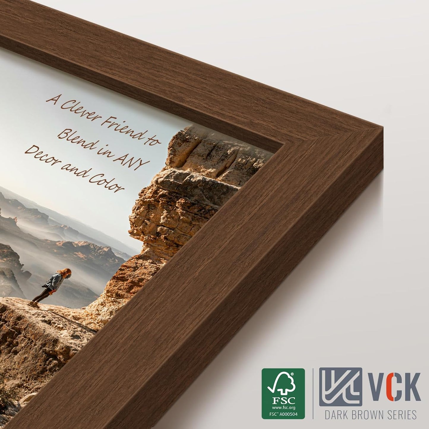 VCK 16x24 Picture Frame 3 Pack, Brown Wood Poster Frame with Exclusive Wood Grain, Wall Mounting Hanging