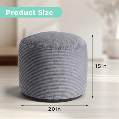 Dual-Size Corduroy Footrest with Hidden Zipper – Ergonomic Memory Foam Ottoman Poufs for Office Desks, Couches & Delicate Floors, Dark Gray 20"x 15"