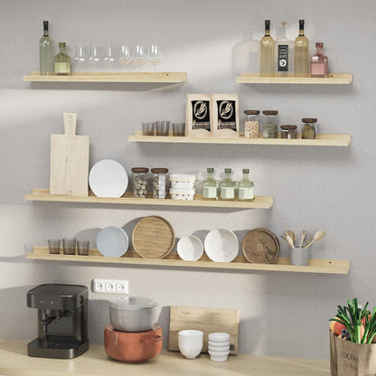 SAUMONIERES Picture Ledge Shelf Floating Book Shelves Set of 2 Wall Mounted Solid Wood for Bedroom Bathroom Living Room Kitchen, 55 Inch Natural