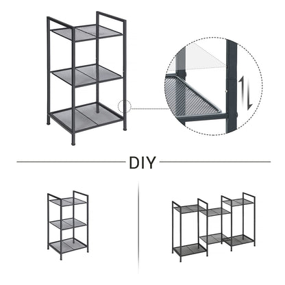 SONGMICS 3-Tier Storage Rack, Bathroom Shelf, Extendable Plant Stand with Adjustable Shelf, for