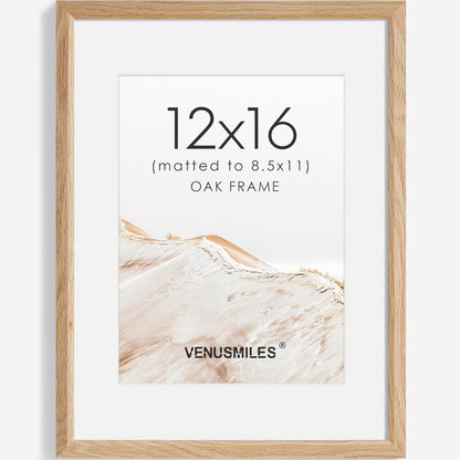 12x16 Picture Frame Natural Solid Oak Photo Frames with 8.5x11 Removable Mat Wall Hanging Large Handcrafted Frame with HD Plexiglass Wall and Tabletop Display Large Poster Frame