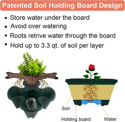 Vertical Planter, 7 Tier Stackable Strawberry Planter with Garden Tool Set, Movable Indoor/Outdoor Garden Herb Pot for Growing Vegetables and Succulents, Green