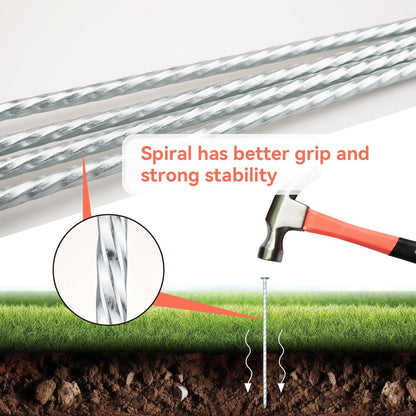 8" Heavy Duty Spiral Landscape Spikes - Solid Galvanized Metal Garden Stakes for Fixing Paver Edging, Weed Barriers, Artificial Turf, Tent and More (100 Pack)