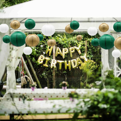 ADLKGG Green Gold Paper Lanterns Party Decorations, Round Hanging Lantern for St. Patrick's Day, Graduation, Wedding, Tropical Jungle Theme Birthday Party Football Theme Baby Shower Decorations