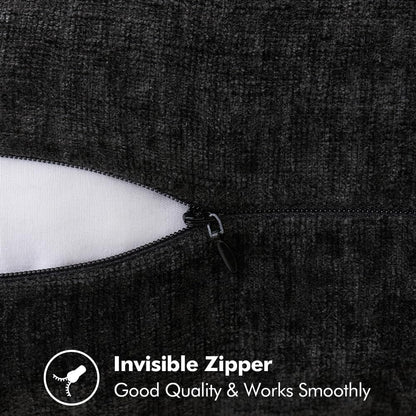 MIULEE Pack of 2 Couch Throw Pillow Covers 12x20 Inch Black Farmhouse Decorative Pillow Covers with Stitched Edge Soft Chenille Solid Dyed Spring Pillow Covers for Sofa Bed Living Room