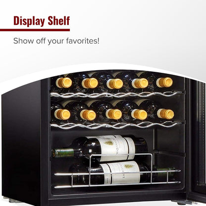 Wine Enthusiast 32-Bottle Dual Zone MAX Compressor Wine Cooler – Freestanding Mini Fridge with Digital Touchscreen, LED Display, Split Storage for Red & White Wines, Matte Black Refrigerator Home Bar