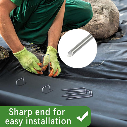 50 Pack Landscape Staples 4 Inch 12 Gauge Garden Stakes Galvanized Garden Staples Pins Anti-Rust Ground Stakes for Weed Barrier, Irrigation Tubing, Yard Lawn, Landscape Fabric