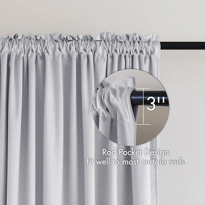 MIULEE Greyish White Velvet Curtains Thermal Insulated Blackout Curtain Drapes for Bedroom Living Room Darkening 72 Inches Long Curtains Panels Rod Pocket Set of 2