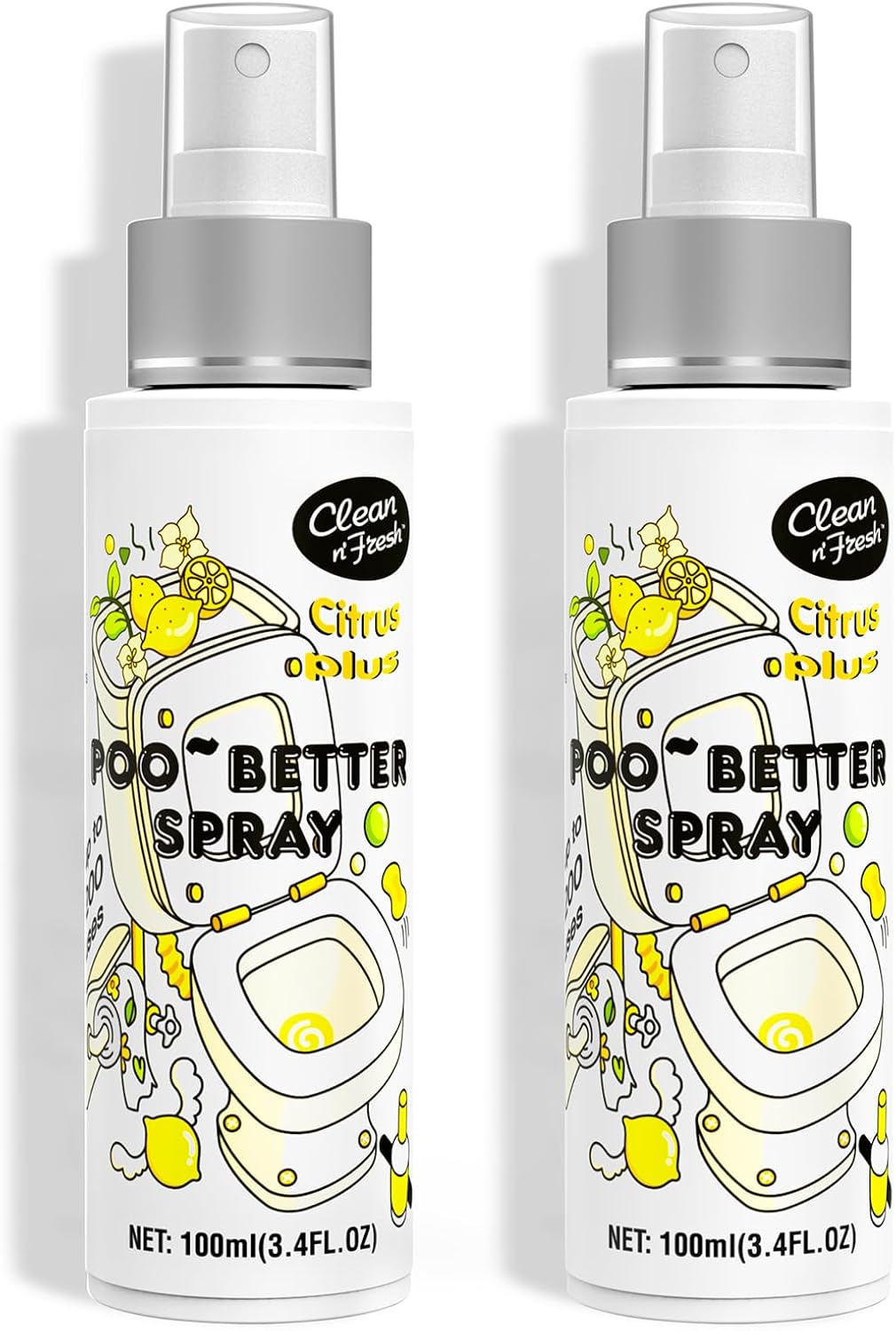 Clean-n-Fresh Toilet Spray, 6.8 Fl.oz Poo Spray | Up to 400+ Uses, 100% Natural Plant Essential Oil Citrus Scent, Bathroom Deodorizer