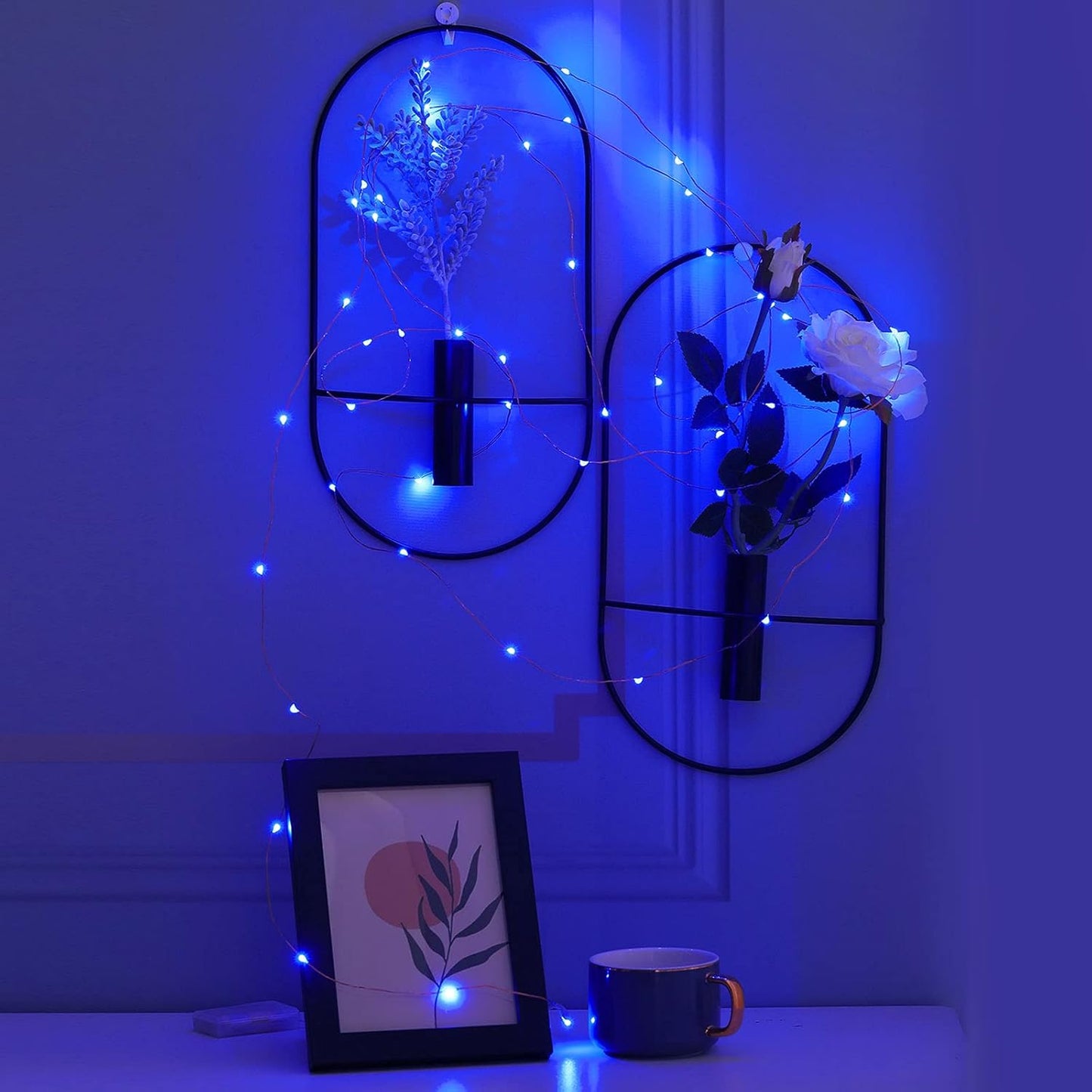 Led Fairy Lights Battery Operated, 1 Pack Mini Battery Powered Copper Wire Starry Fairy Lights for Bedroom, Christmas, Parties, Wedding, Centerpiece, Decoration (5m/16ft Blue)
