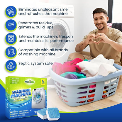 Washing Machine & Dishwasher Cleaner Tablets, 50 Count, Unscented, Compatible with Front/Top Loader & HE Washers, Removes Residue, Stains, Grime & Limescale, 12-Month Supply