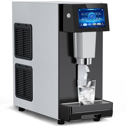 Commercial Nugget Ice Maker Machine, 100Lbs/24H Pellet Chewable Ice, 3-IN-1 Nugget Ice Maker with Ice & Water Dispenser, Self-Cleaning Countertop Stainless Steel Ice Machine for Business, Office,Party