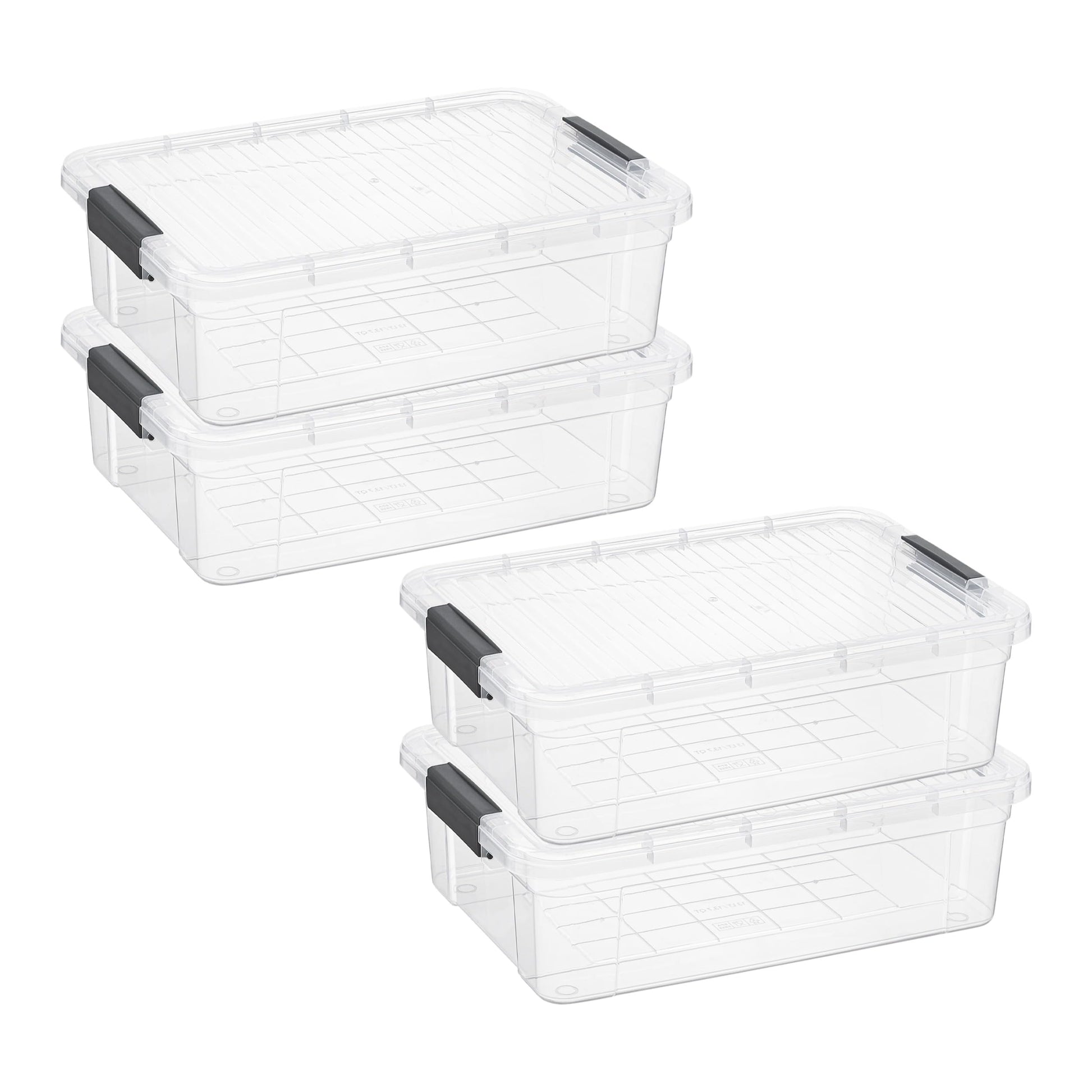 Superio Clear Storage Boxes with Lids, 13.7 Quart Plastic Container Bins for Organizing, Stackable