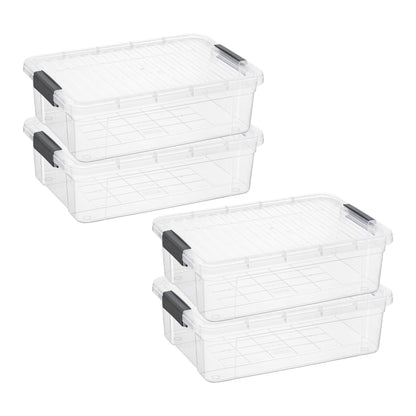 Superio Clear Storage Boxes with Lids, 13.7 Quart Plastic Container Bins for Organizing, Stackable