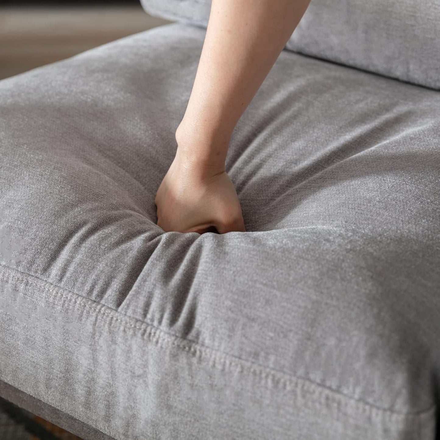 Mid-Century Accent Chair Set of 2, Soft Armchair Chenille Fabric Lounge Chair with Black Metal Legs, Upholstered Leisure Chair for Living Room Bedroom Reception Room, Grey