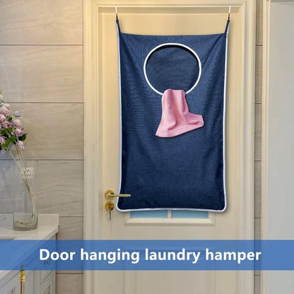 KEEPJOY Large Size 2Pack Hanging Laundry Hamper Bag, Door Hamper with 2 Hooks for Dirty Clothes - 35X21.6 inch - Blue (2Pack)