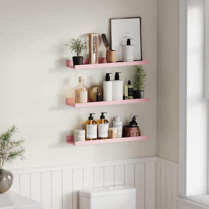 upsimples Pink Shelves for Wall, Kawaii Room Decor for Teen Girls, Bedroom, Living Room, Game Room, 6 Pack 23.6 inch Long Wall Mounted Wood Shelves for Picture, Plants
