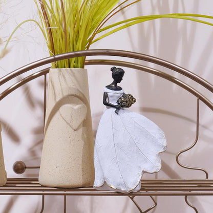 Guichifun Fairy Statue Collection Home Decoration - White Leaf Angel Girls Resin Home Decor for Outside or Inside Rustic Garden Grave Decorations for Cemetery Figurines Gift 5 x 3 x 7.5 Inch