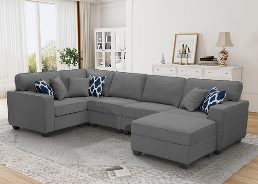 L Lengend Vansen Modular Sectional Sofa U Shaped Couch with Ottoman Modern Reversible Corner