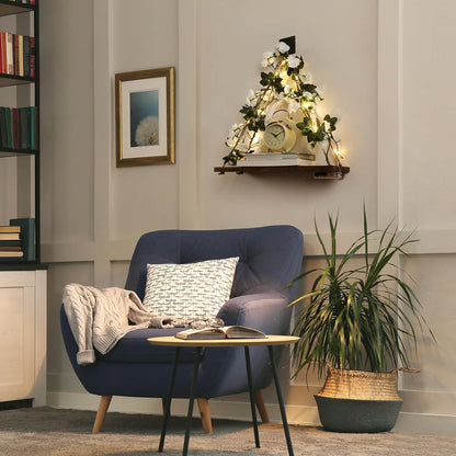 Floating Shelves for Wall,Plant Wall Decor,Hanging Shelf,Cottage Core Decor,Room Decor Aesthetic,Boho Room,Adhesive Shelves,Floating Shelves for No Drilling,Two-Piece Set(White Flower)