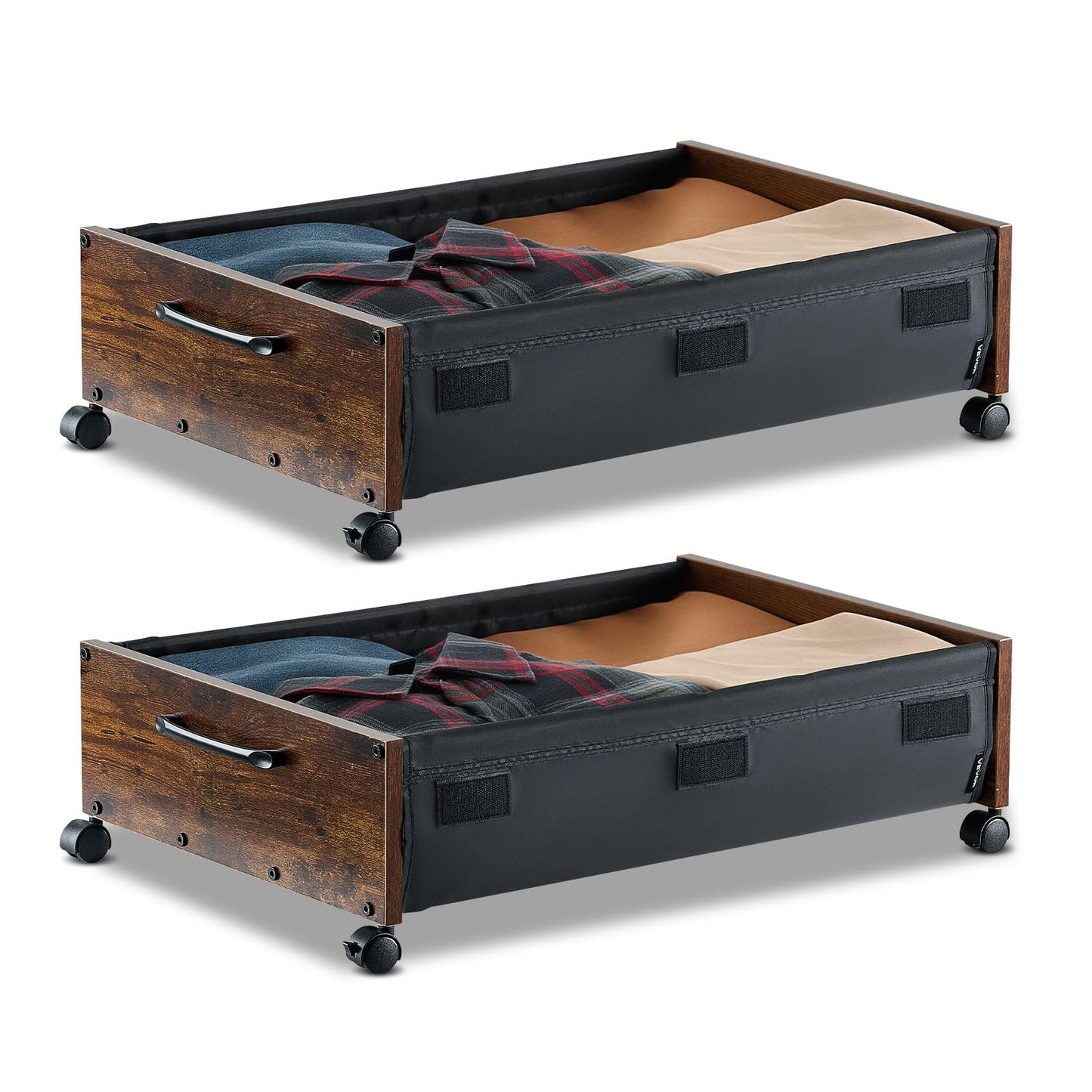 VEVOR Under Bed Storage with Wheels, 36.0 x 18.1 x 7.3 inch, Underbed Containers with Clear Lid