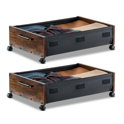 VEVOR Under Bed Storage with Wheels, 36.0 x 18.1 x 7.3 inch, Underbed Containers with Clear Lid