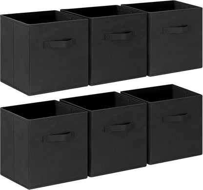 GhvyenntteS Storage Cubes 6 Pack, 11 Inch Cube Storage Bins with Dual Handles, Collapsible Heavy Duty Fabric Bins for Shelves Closet, Baskets for Organizing Clothes Bedding Toys Books (Black)