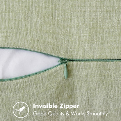 MIULEE Pack of 2 Couch Throw Pillow Covers 20x20 Inch Light Green Farmhouse Decorative Pillow Covers with Stitched Edge Soft Chenille Solid Dyed Spring Pillow Covers for Sofa Bed Living Room