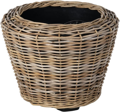 Rattan Kobo Indoor Outdoor Planter Basket with Plastic Pot X Large 12 Gallon Soil Capacity