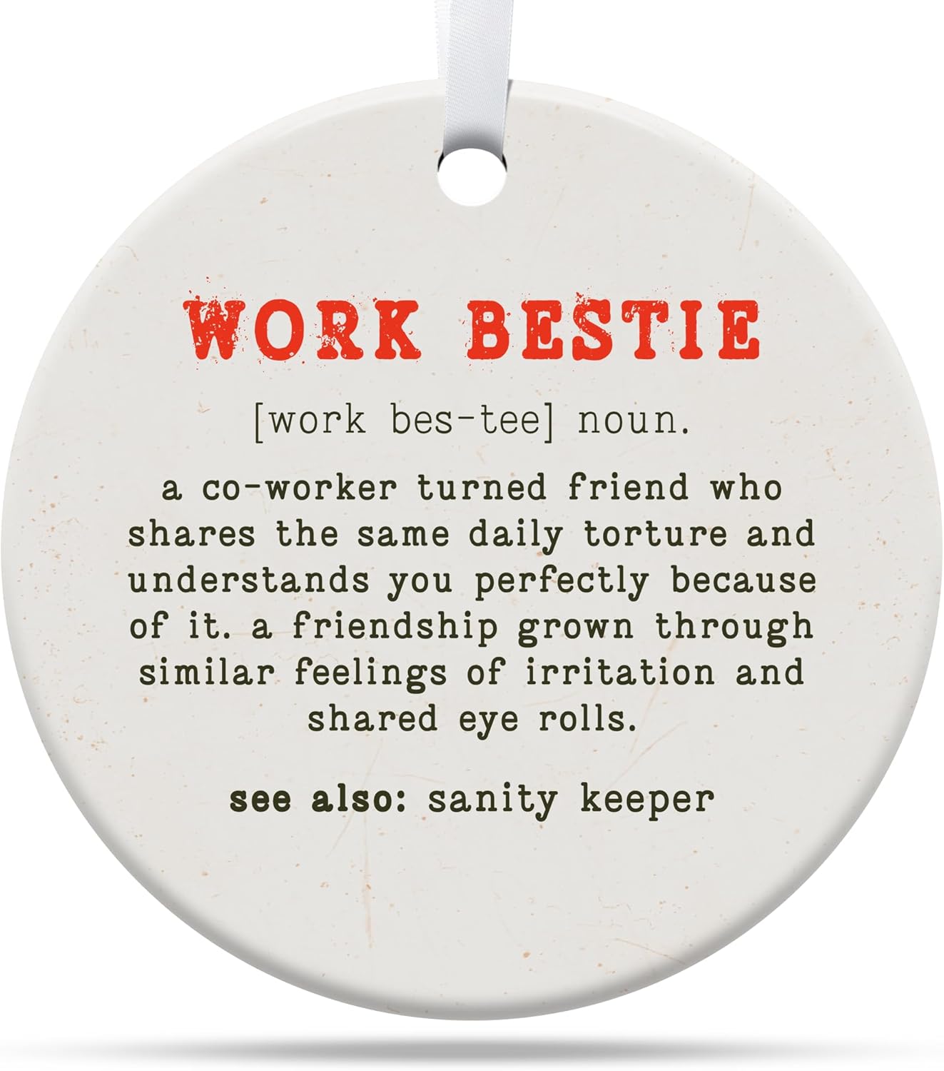 Friendship Gifts for Women, Best Friend, Funny, Work Besties, Sister, Friend Ornaments for Women, Ceramic Christmas Ornaments (Work Besties)