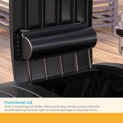 Suncast Dual 33 Gal Trash Hideaway Cabinet, Discrete Outdoor Storage