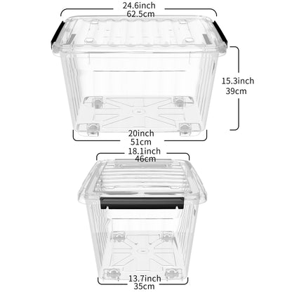 Cetomo 85Qt*6 Plastic Storage Bins, Storage Box, 6 Pack, Organizing Container with Wheels, Durable