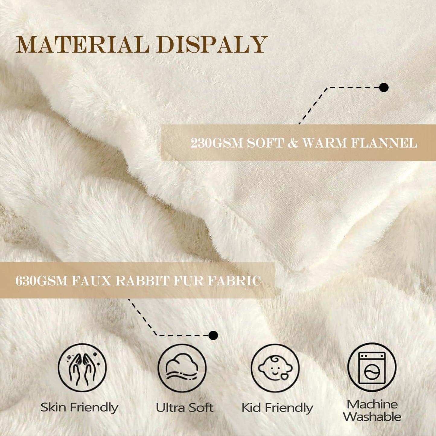 Latepis Luxury King Faux Fur Throw Blanket Fuzzy for Bed Soft Thick Blankets for Sofa Cute Plush Fuzzy Warm Blanket for All Seasons Ideal Gifts Furry Blankets Beige 90x108 Inch, 860gsm