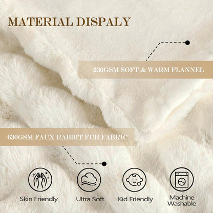 Latepis Luxury King Faux Fur Throw Blanket Fuzzy for Bed Soft Thick Blankets for Sofa Cute Plush Fuzzy Warm Blanket for All Seasons Ideal Gifts Furry Blankets Beige 90x108 Inch, 860gsm