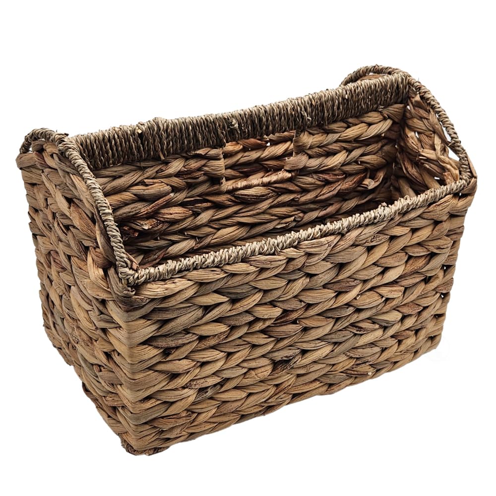 Vintiquewise Woven Wicker Magazine Basket Holder, Tall Narrow Vertical Magazine File Holder