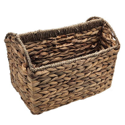 Vintiquewise Woven Wicker Magazine Basket Holder, Tall Narrow Vertical Magazine File Holder