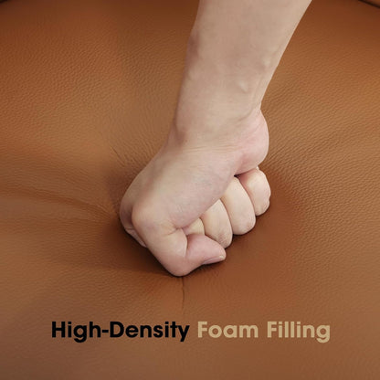 360° Swivel Leather Accent Chair, Modern Barrel Club Chair with Leather Upholstery and Sturdy Base, Comfortable Armchair for Living Room, Bedroom, Reading Nook, Brown