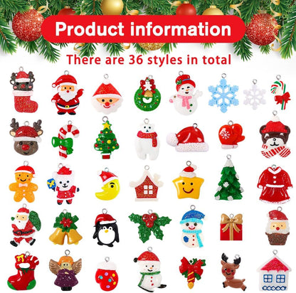 YUJUN 36pcs Mini Resin Ornaments Set - Christmas Tree Decoration, Small Miniature Figurines for Hanging Ornaments