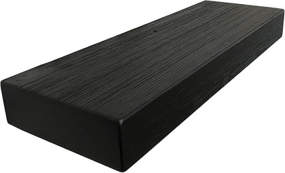 joelsantiques - 18 Inch Wooden Floating Shelves for Wall - 18x6x2 in - Made of Natural Wood - Short Heavy Duty Rustic Wall Shelves for Bedroom - Perfect for Bathroom, Kitchen - Black