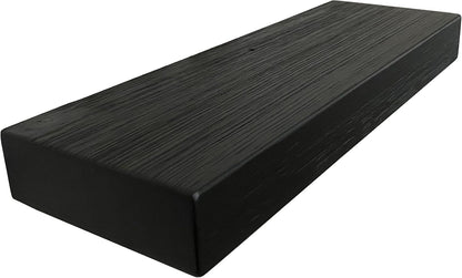 joelsantiques 24 Inch Wooden Floating Shelves for Wall - 24x6x2 in - Made of Natural Wood - Short Heavy Duty Rustic Wall Shelves for Bedroom - Perfect for Bathroom, Kitchen - Black